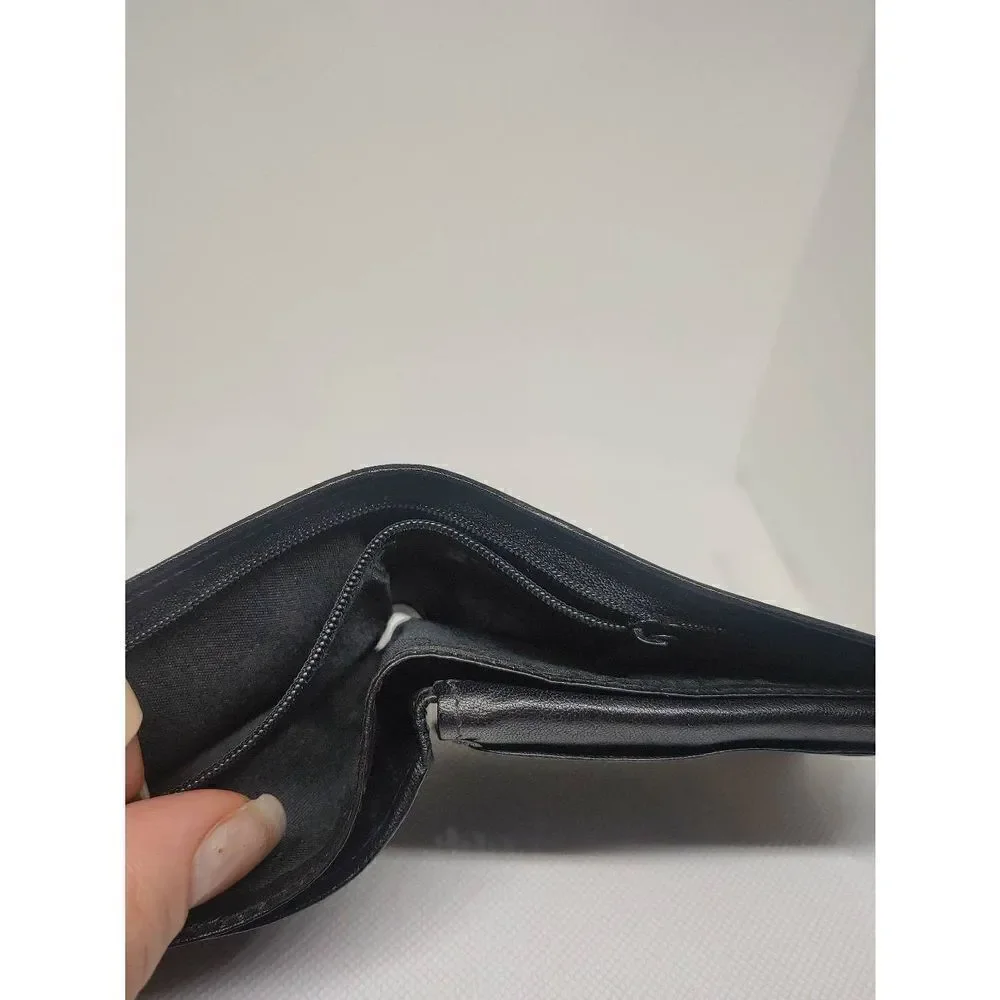 Unisex Handcrafted Genuine Leather Black Bifold W/ Snap Wallet